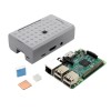 Placa Raspberry Pi 3 Modelo B 3 en 1 + carcasa de carcasa de ABS gris + kit de disipador de calor de cobre y aluminio