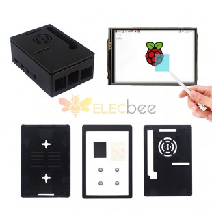 3,5-дюймовый ЖК-экран MHS + прозрачная/черная коробка двойного назначения ABS Case Kit для Raspberry Pi 4 Model B Black