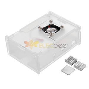 3x 방열판 + 냉각 팬 + 라즈베리 파이 3 모델 b용 투명 인클로저 케이스 상자