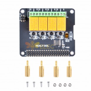 4-канальная плата релейного модуля HAT для Raspberry Pi 3B/3B+(Plus)