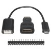 5sets 3 in 1 미니 HD-HD 어댑터 + 마이크로 USB-USB 암 케이블 + 라즈베리 파이 제로용 40P 핀 키트