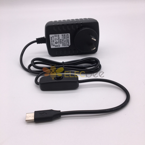 5V 3A Type-C Power Supply US/EU/AU/UK Plug with ON/OFF Switch Power Supply Connector for Raspberry Pi 4 EU Plug