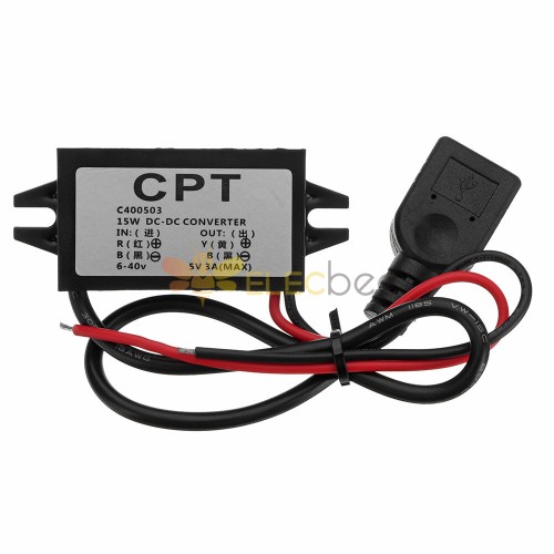 6–40 V auf USB 5 V/3 A DC Stecker Konverter CPT Auto für Raspberry Pi/Handy/Navigator/Fahrrekorder