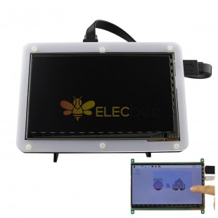 7 英寸 800x480 TFT LCD 高清電容式觸摸顯示器，帶亞克力支架，適用於樹莓派 3B/2B/B/B+