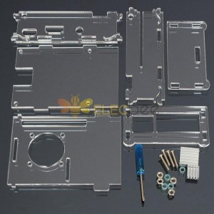 Acrylgehäuse mit zwei Kühlkörpern für Raspberry Pi 2 Model B & RPI B+