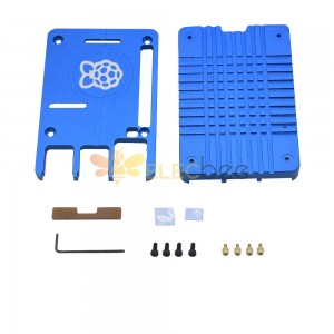 Caja de aleación de aluminio Ultra-delgada CNC Carcasa de metal Enfriamiento pasivo Caja azul para Raspberry Pi 4 Modelo B