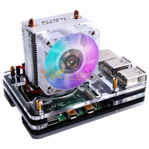 Black/Transparent/RGB Colorful 5-Layer Acrylic Case + Super Heat Dissipation ICE-Tower CPU V2.0 Cooling Fan Kit for Raspberry Pi 4B