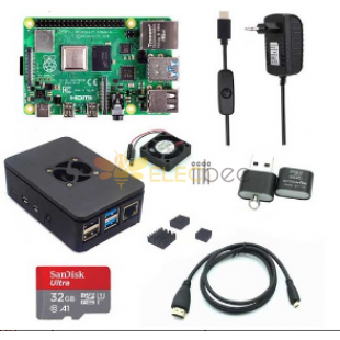 4 ГБ ОЗУ Raspberry Pi 4B + черная коробка с крышкой + блок питания + карта памяти 32/64 ГБ + Micro HDMI DIY Kit
