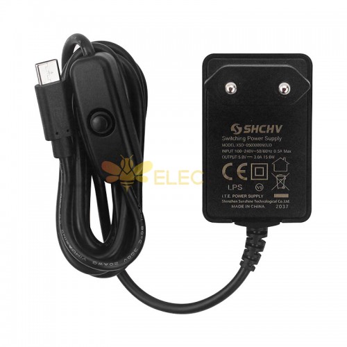 C2890 3C UL 5V3A Type-C With Switch Button Power Supply for Raspberry Pi 4B US Plug