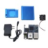 Nanopi R2S Mini Yönlendirici + Soğutma Fanı ile Alüminyum Alaşımlı Metal Koruyucu Kapak + 5V 3A Güç DIY Kiti Blue US Plug