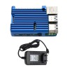 Kit de bricolage Raspberry Pi 4B 2G RAM avec étui de protection en alliage d\'aluminium CNC noir/rouge/or/ruban/bleu/gris et prise ue d\'alimentation 5V 3A Blue