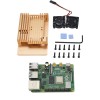 Raspberry Pi 4B 2G RAM DIY Kit With Black/Sliver/Gold Aluminum CNC Alloy Protective Case & Double Cooling Fan Gold