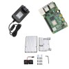 Carte mère Raspberry Pi 4B 2G RAM avec étui de protection en alliage d\'aluminium CNC noir/or/argent + Double ventilateur de refroidissement + alimentation EU Plug