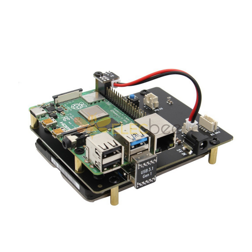 X825 2.5 英寸 SATA SDD 硬盤存儲擴展板 NAS 支持 USB 3.0 帶 X735 電源管理器 + 電源 + 樹莓派 4B 機箱