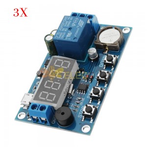 3pcs DC 5V to 60V 實時繼電器模塊時鐘同步定時器模塊時間控制延遲24小時定時5個時間段