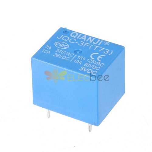 5Pcs QIANJI JQC-3F(T73)-5VDC 12VDC T73 5V 12V 10A 5Pin 릴레이 모듈