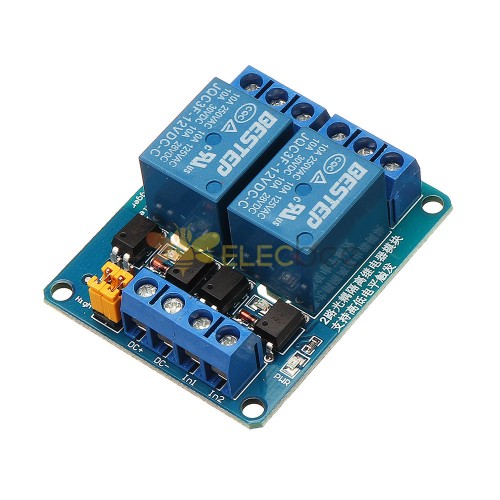 Módulo Relé 12V 10A de 2 Canales Disparo Bajo/Alto para Arduino