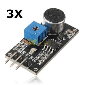 3 uds sensor de detección de sonido módulo de detección micrófono electret para Arduino