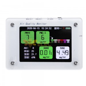 PM2.5 TVOC CO2 HCHO AQI霧霾甲醛檢測儀空氣監測儀溫濕度帶TF卡支持WIFI功能