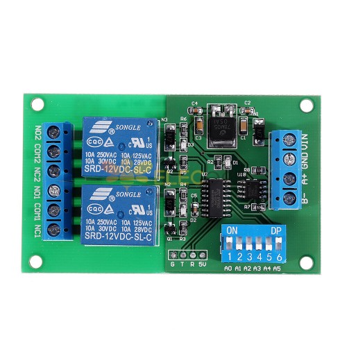 2 Channel RS485 Relay Board UART Serial Port Switch Module Modbus ...