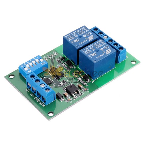 2チャンネルRS485リレーボードUARTシリアルポートスイッチモジュールPLCスマートホームDC12V用Modbusリモートコントロール