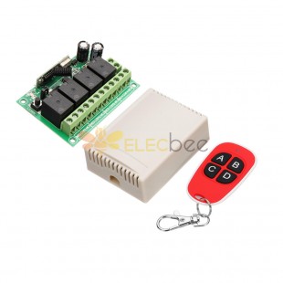 433MHz DC 12V Learning Type Four Way Wireless Remote Control Switch 4CH Channel Relay Control Module