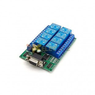 R221A08 8CH Serial Port Relay Module DB9 UART RS232 Remote Control Switch 12V DC for Smart Home