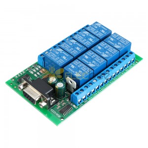 R221A08 8CH Module de relais de Port série DB9 UART RS232 commutateur de télécommande 12V DC pour Smart Home