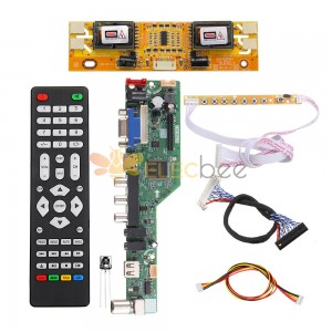 T.SK105A.03 Universal LCD LED TV Controlador Placa de Driver TV/PC/VGA/HDMI/USB+7 Tecla Tecla+2ch 8bit 30 LVDS Cabo+4 Lâmpada Inversor