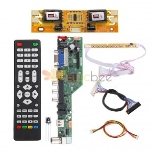T.SK105A.03 Placa de controlador de TV LED LCD Universal TV/PC/VGA/HDMI/USB + 7 botones clave + 2ch 8bit 30 LVDS Cable + 4 lámpara inversor