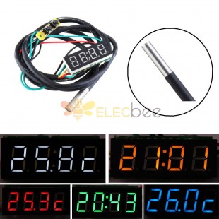 0.36インチ3-in-1時間+温度+電圧表示DC7-30V電圧計電子時計時計デジタルチューブ