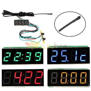Pantalla de medidor de tiempo + temperatura + voltaje 3 en 1 de 0,36 pulgadas con voltímetro NTC DC7-30V reloj electrónico reloj tubo Digital