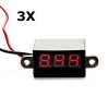 3 件红色 LED 0.28 英寸迷你防水电压表 3.5-30V 数字电压测试仪
