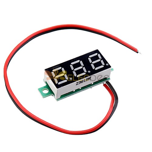 Mini voltímetro digital de 0.36 pulgadas, 2 cables de CC de 0 a 40 V,  medidor de panel de pantalla de voltaje digital LED, para automóvil,  batería