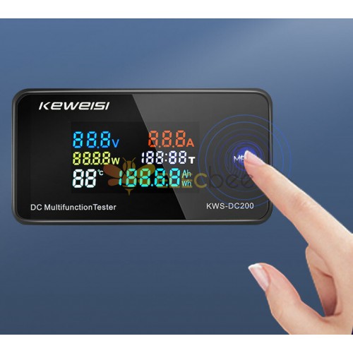 KWS-DC200 0-200V 0-100A DC Цифровой дисплей Измеритель напряжения и тока Цветной экран Power Temperature Tester Таймер 50A