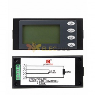 PZEM-002 20A AC 80-260V Voltímetro LCD digital Medidor de energía de voltaje actual Probador de panel KWH