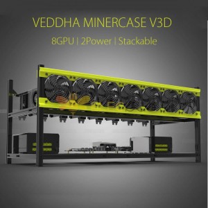 جراب قابل للتكديس بإطار تعدين الهواء المفتوح لـ VEDDHA V3D 8 GPU ETH ZEC ZCash