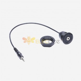 Conector de montaje en panel de 3,5 mm para enchufar el cable auxiliar de audio estéreo de auriculares de 30 cm