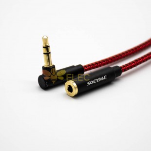 3极3.5MM镀金插头弯公对直母红色音频延长线0.5m-3米 3m