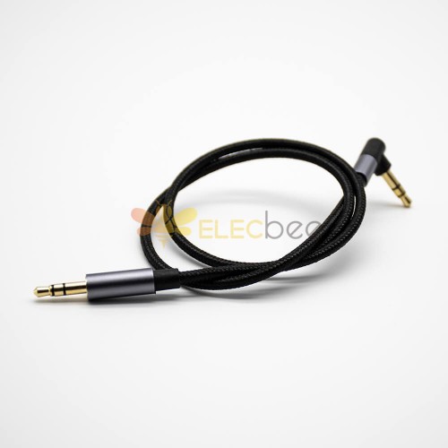 3.5mm耳機插頭鍍金3極公對公直對彎帶黑色音頻線0.5米-3米 0.5m