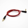 3.5mm Male 180°to Male 90 Degree 3 Poles Gold Plated Headphone Plug Audio Cable 0.5M-3M 1m
