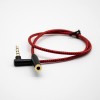 4極耳機鍍金插頭彎公對直母0.5米-3米紅色音頻延長線 1m