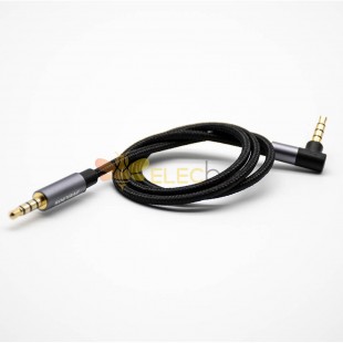 镀金耳机插头4极公转公直对弯黑色音频线0.5米-3米 2m