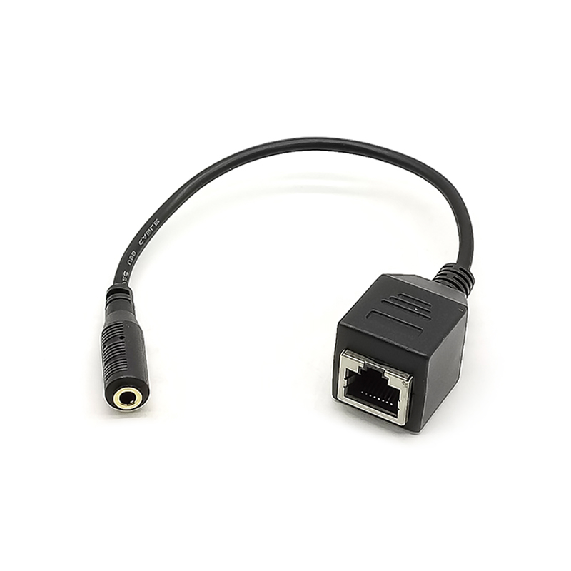 RJ45母轉3.5mm母立體聲多媒體線材轉接頭0.1m