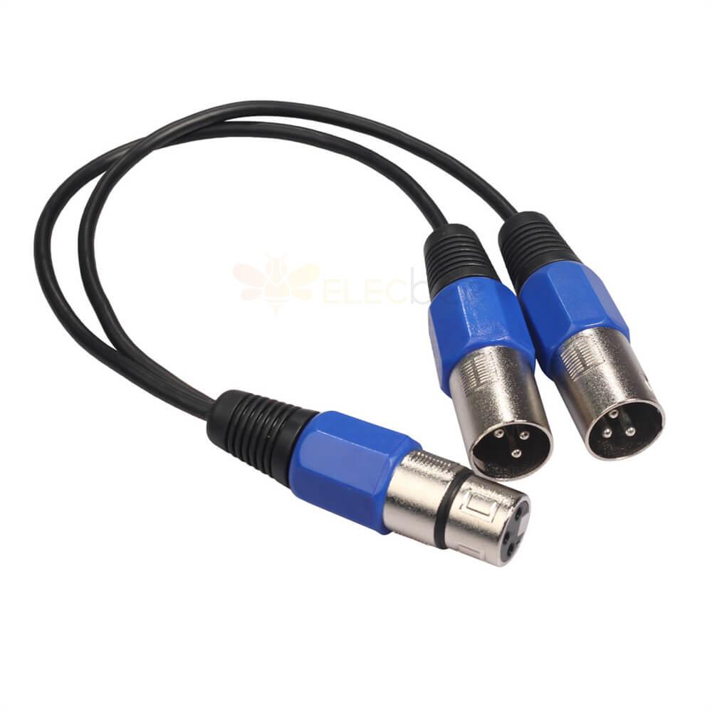 XLR fêmea para duplo XLR macho fio divisor Y cabo conversor 30 cm