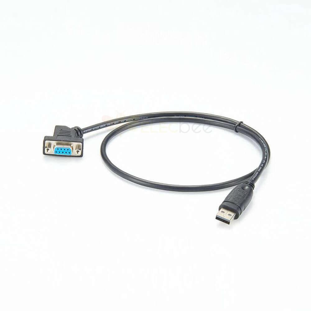 USB 2.0 tipo A macho para serial 9 pinos DB9 Rs232 fêmea 45 graus cabo conversor 1m