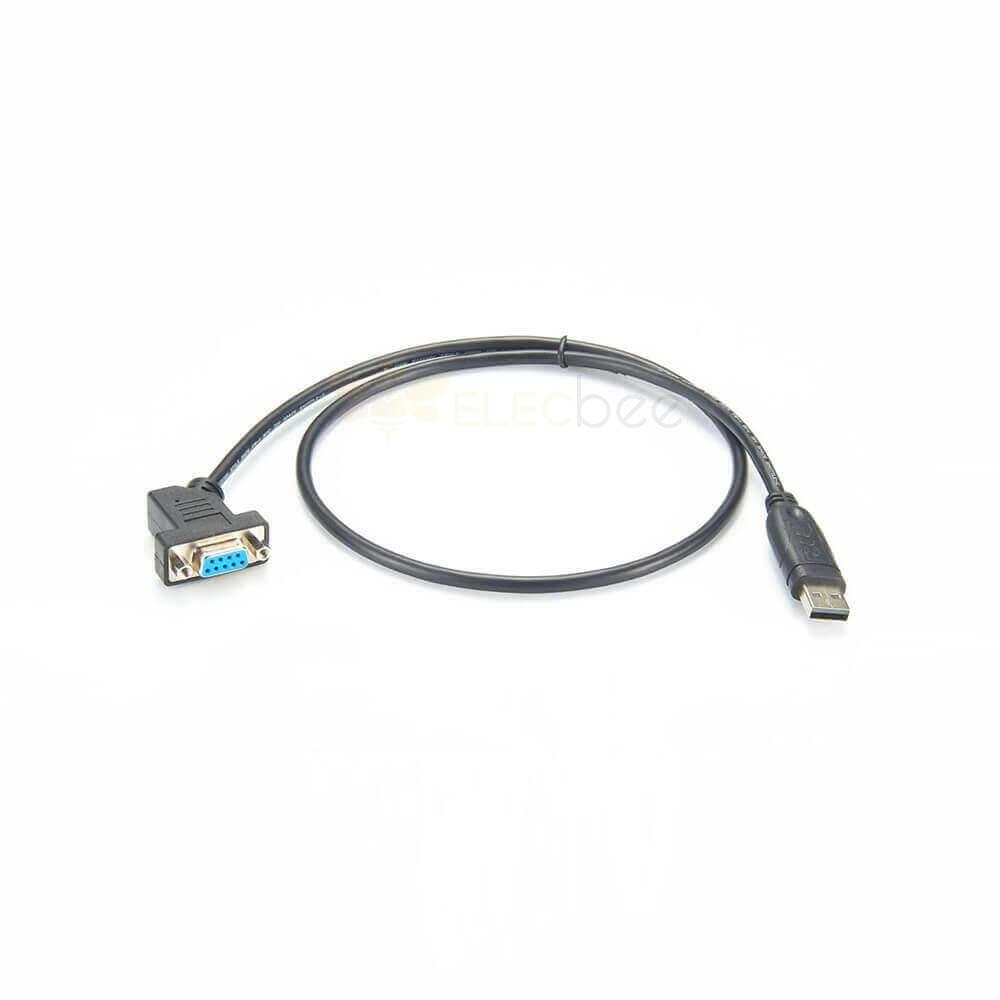 USB 2.0 タイプ A オス - シリアル 9 ピン DB9 RS232 メス 45 度変換ケーブル 1m