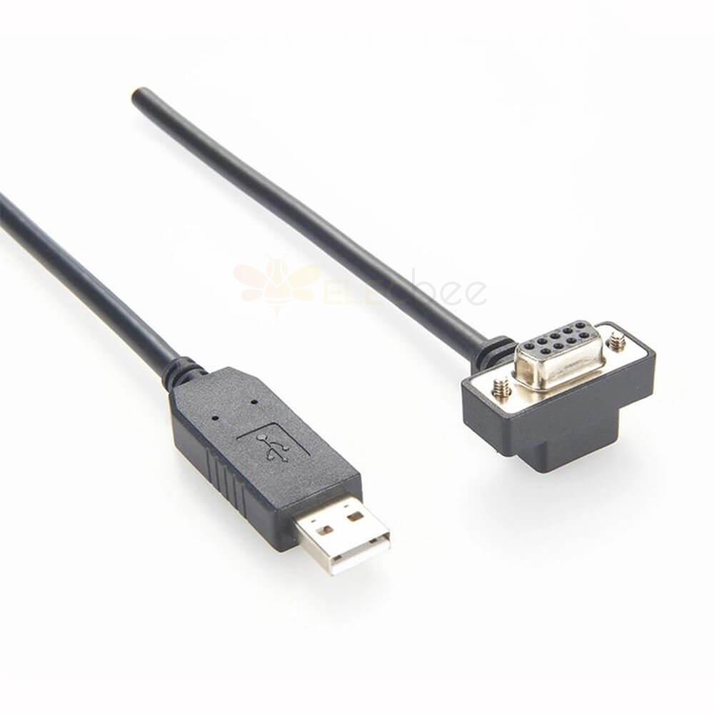 直式公USB 轉 DB9芯 RS232 母頭 彎式 接線 1米