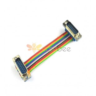 D-sub 15 Male To Male With Colorized Ribbon Cable，10cm 20pcs