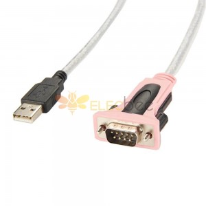 D-Sub 9 pinos macho RS232 conector rosa para USB macho tipo reto com conector serial 1M
